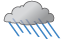 Periods of rain and a thunderstorm in the morning; mostly cloudy, hot and humid