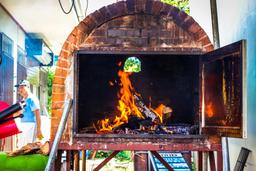 cafe monka wood fire burning oven