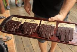 Artisanal chocolate made from local cacao served during a chocolate tasting on the Caribeans chocolate tour in Playa Cocles on Oct. 8, 2013.
