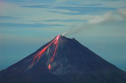 Lava flowing from the cone of Arenal Volcano on October 16, 2005.