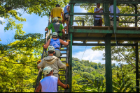 Going Up On The First Platform Osa Palmas Canopy Tour
 - Costa Rica