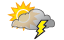 Humid with variable cloudiness; a thundershower in spots in the morning followed by a couple of thunderstorms in the afternoon