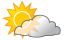 Partly sunny and humid; a shower in places in the afternoon