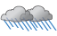 Considerable cloudiness and humid with occasional rain and a thunderstorm